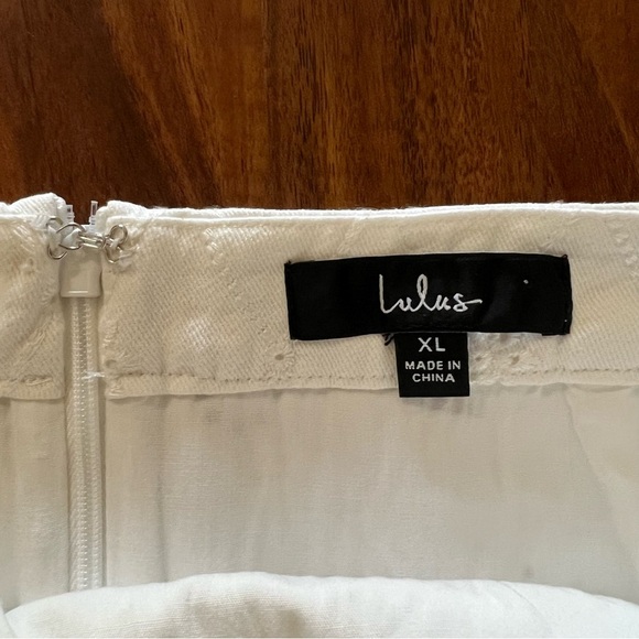 Lulus Truly Lovable Ivory Eyelet Embroidered Wrap Mini Skirt size XL - Picture 8 of 12